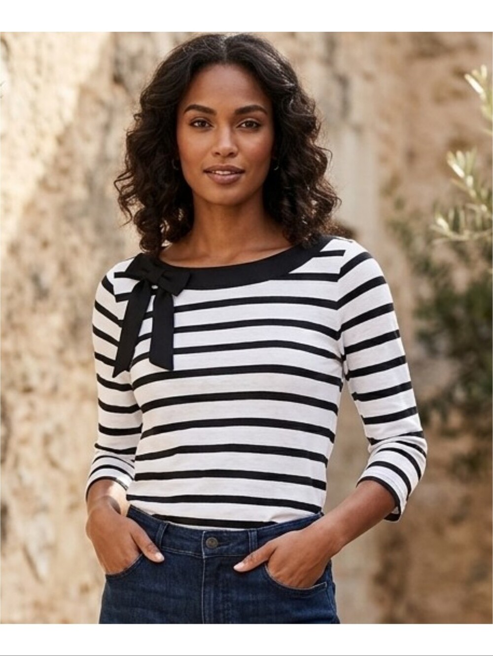 Loft Outlet Striped Boatneck Top Black & White Size S